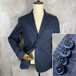 L.B.M 1911 Blazer Men 42R Blue Canvas Sport Coat Unlined Luigi Bianchi Mantova